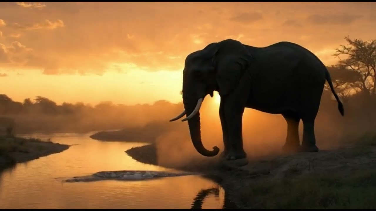 The Gentle Giant | Elephant Walking at Sunset