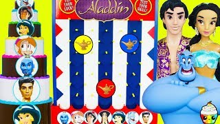 disneys new aladdin live action disk drop game genie magic battle cake with surprises