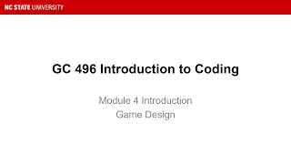 GC 496 Module 4 Introduction