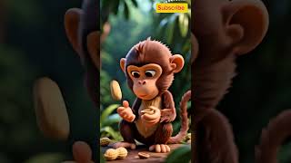 Cute Monkey Eating And Playing With Peanut