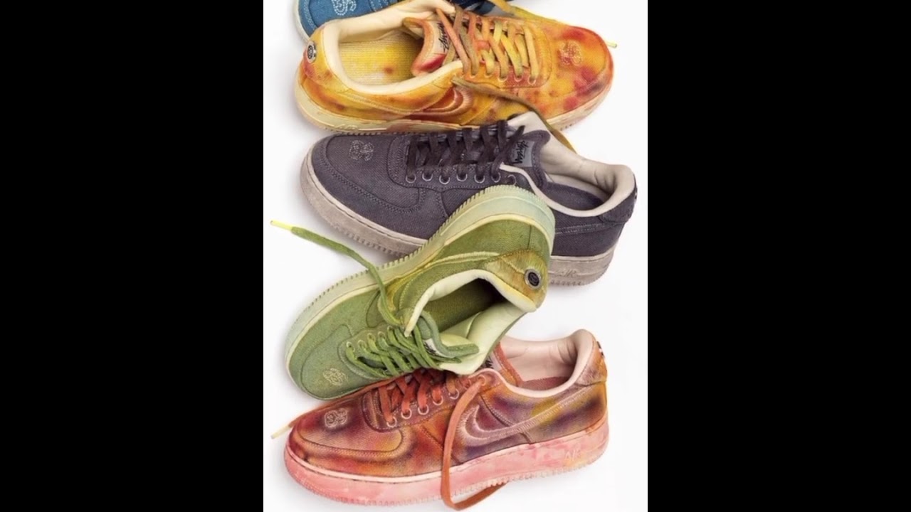 stüssy x nike air force 1hand dyed