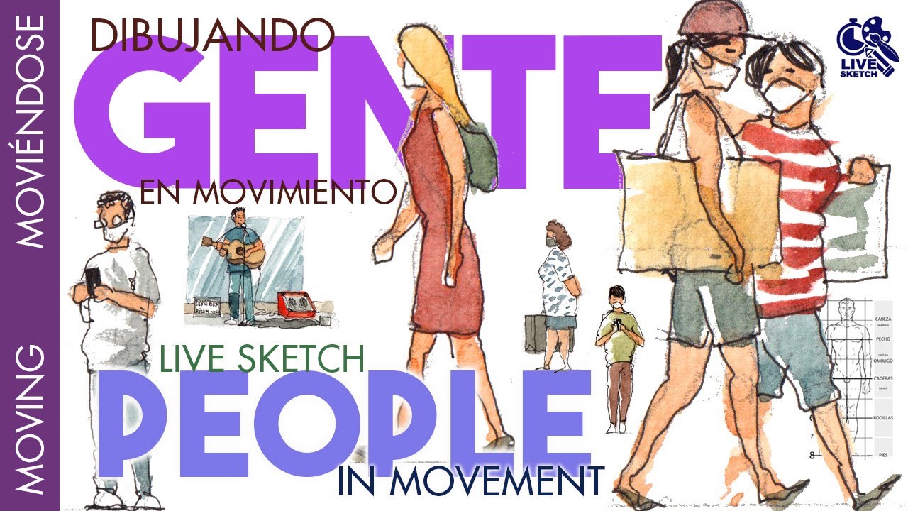 Dibujo de gente en movimiento en la calle. Sketching people in movement @ street. Go out & sketch!
