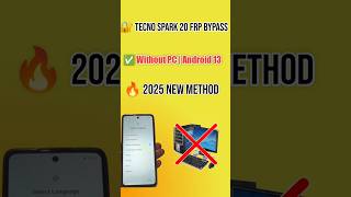 Tecno Spark 20 KJ5 FRP Bypass 🔓 Without PC | Android 13 | 2025 Latest Trick! 💥