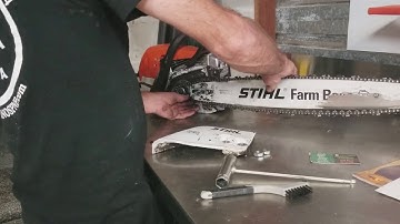 How to install a chainsaw chain on a STIHL Farm Boss