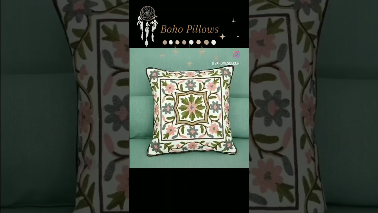 Crewel Canvas Vintage Embroidery Throw Pillow Cover 