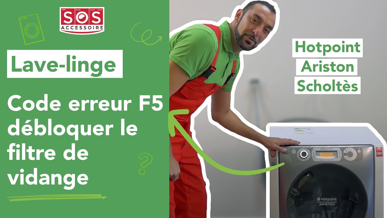 🆘 Code erreur F5 sur mon lave-linge Hotpoint/Ariston/Scholtès (Aqualtis) :  filtre de vidange bloqué 