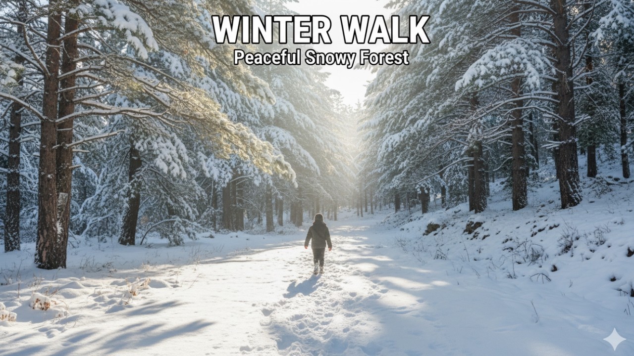 Virtual Winter Walk - Walking in a Snow Forest - 3.5 HRS of Crunching Snow Sound