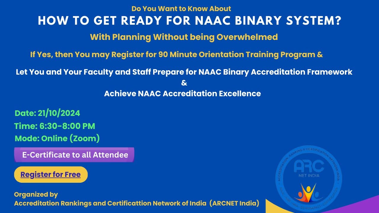 Orientation Program on NAAC Binary Accreditation Framework - YouTube