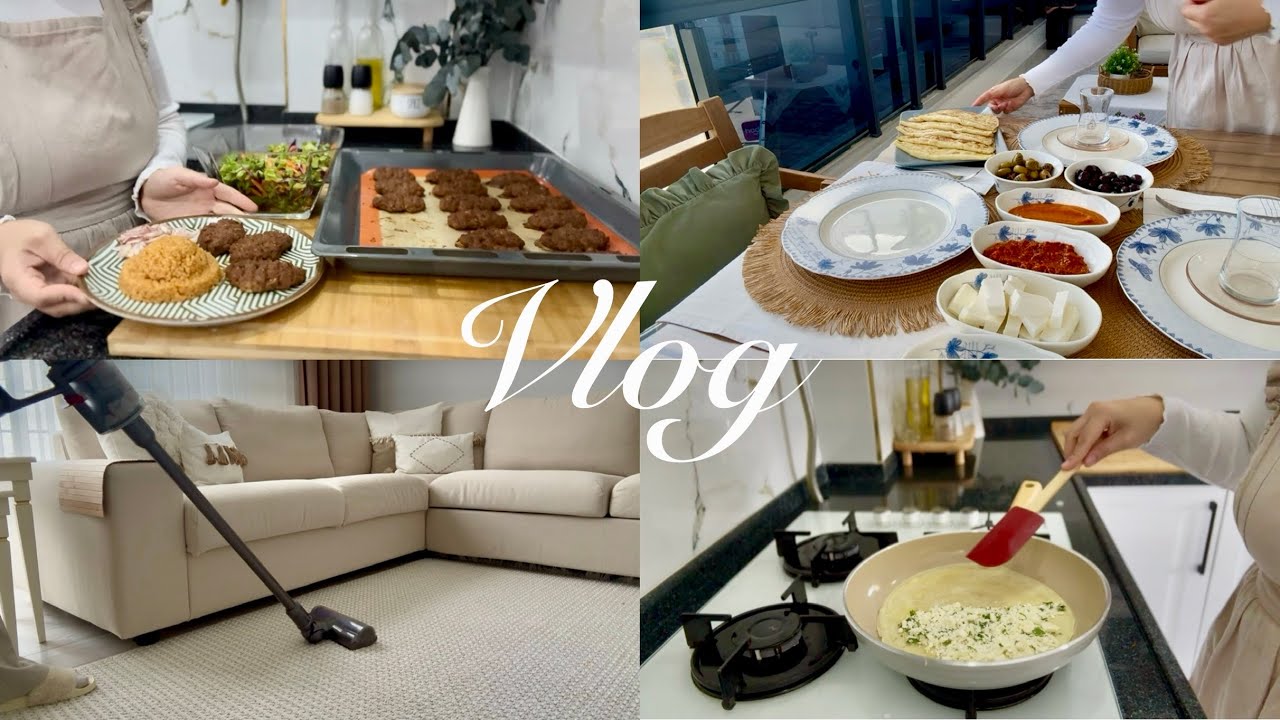 44| Peynirli Krep Gözleme🌮,Temizlik Vlog🧼 Fırında Sodalı Köfte🍽️, File Marketten Aldıklarım🛍️🛒