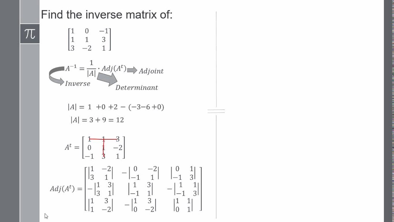 Inverse of a Matrix 3X3. Example. - YouTube