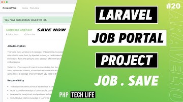 Laravel 10 Job Portal Project | #20  Save a Job | PHP Tech Life Hindi