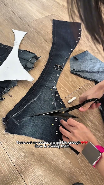 Upcycle my jeans into irregular pleated alt miniskirt #remake #sewing#upcycling #thriftflip