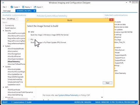 Windows Imaging and Configuration Designer (WICD) walkthrough to create clean install