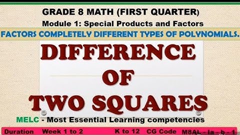 How to factor difference of two squares? / FACTORING DIFFERENCE OF TWO SQUARES