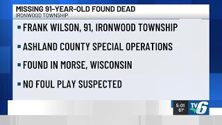 UPDATE: Missing Ironwood Township man found dead
