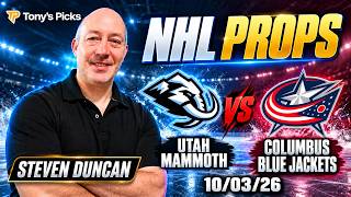Utah Mammoth vs Columbus Blue Jackets  10/3/26 NHL Prop Picks