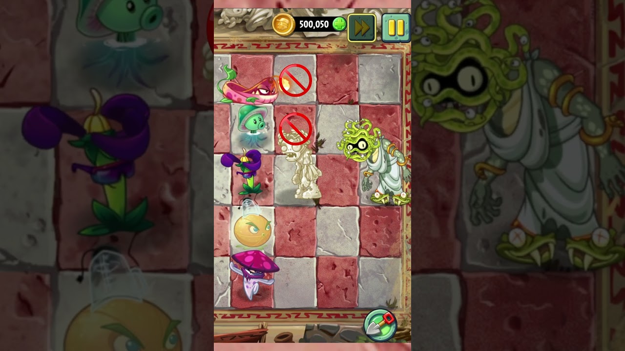 PvZ 2 - Four Cell Attack - Night Cap & 4 Plants Max Level Vs Medusa Zombie