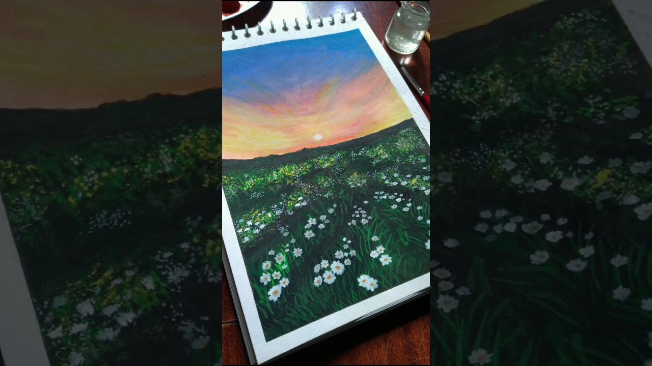✨️sunset painting/landscape painting #shorts #art #painting #drawing