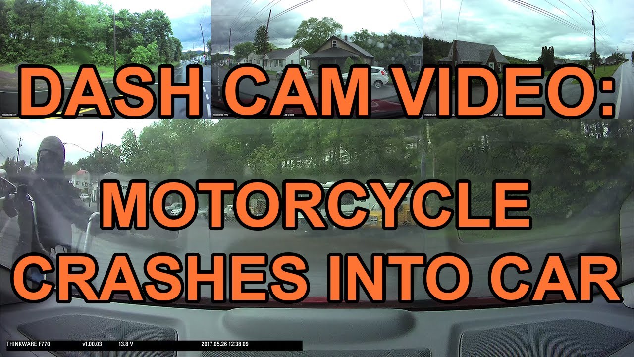 DASH CAM VIDEO: Motorcycle crashes into car - YouTube