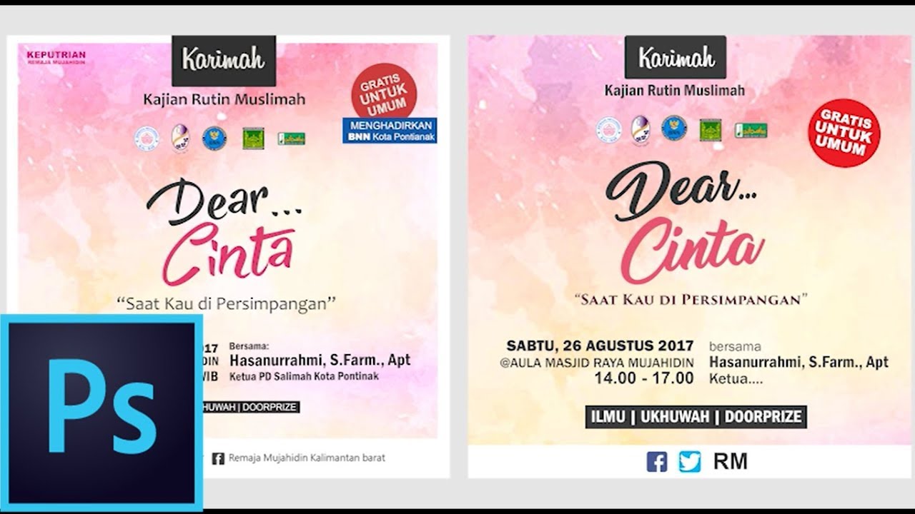 belajar desain  grafis membuat  pamflet simpel mudah 