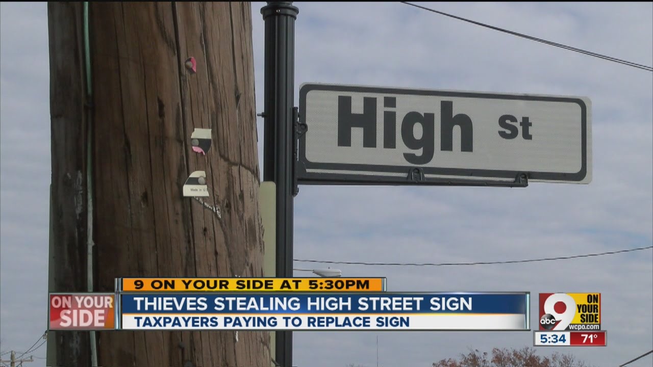 Thieves keep stealing this street sign in Highland Heights YouTube