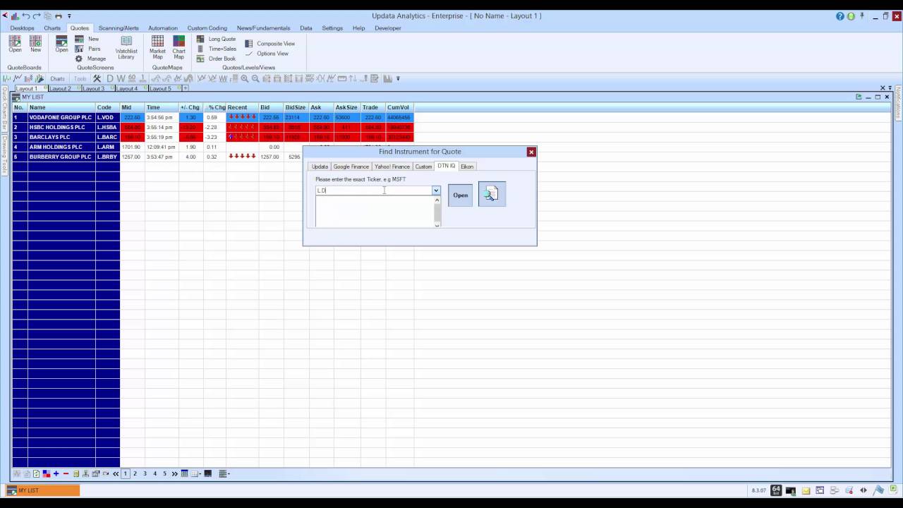 Create a Watchlist in Updata Analytics YouTube