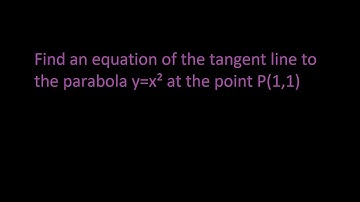 ex 0 Find an Equation of The Tangent Line to The Parabola y=x²  at The Point P(1,1)