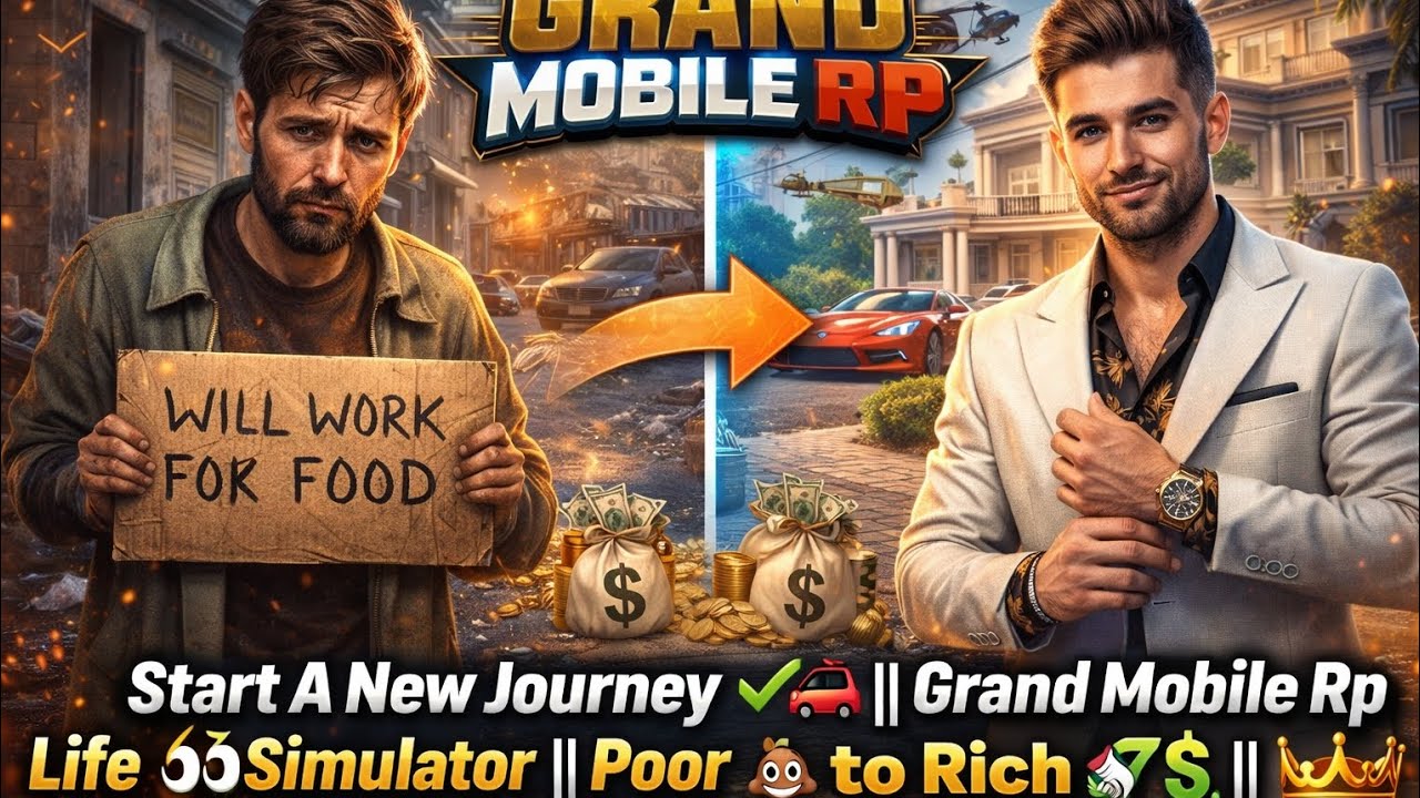 Start A New Journey ✔️🚗 ||  Grand Mobile Rp Life 👀Simulator || Poor 💩 to Rich 💸💲||  MH Demon 👑