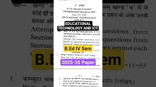 educational technology and ict b.ed 4th sem question paper 2025-2026 Jiwaji university #bed #ict