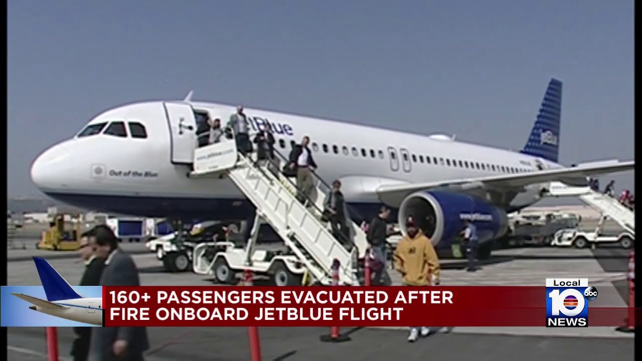 Jetblue Firefighting Hundreds evacuated after passenger's laptop causes small fire on ...