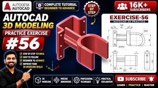 AutoCAD 3D Example Tutorial 56 | Complete Mechanical Component Drawing ! KHALID MAHMUD