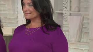 LOGO by Lori Goldstein Knit Top with Embroidered Mesh Detail on QVC
