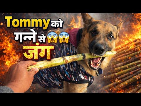 Tommy की गन्ने से जंग 😱😱😡#germanshepheard