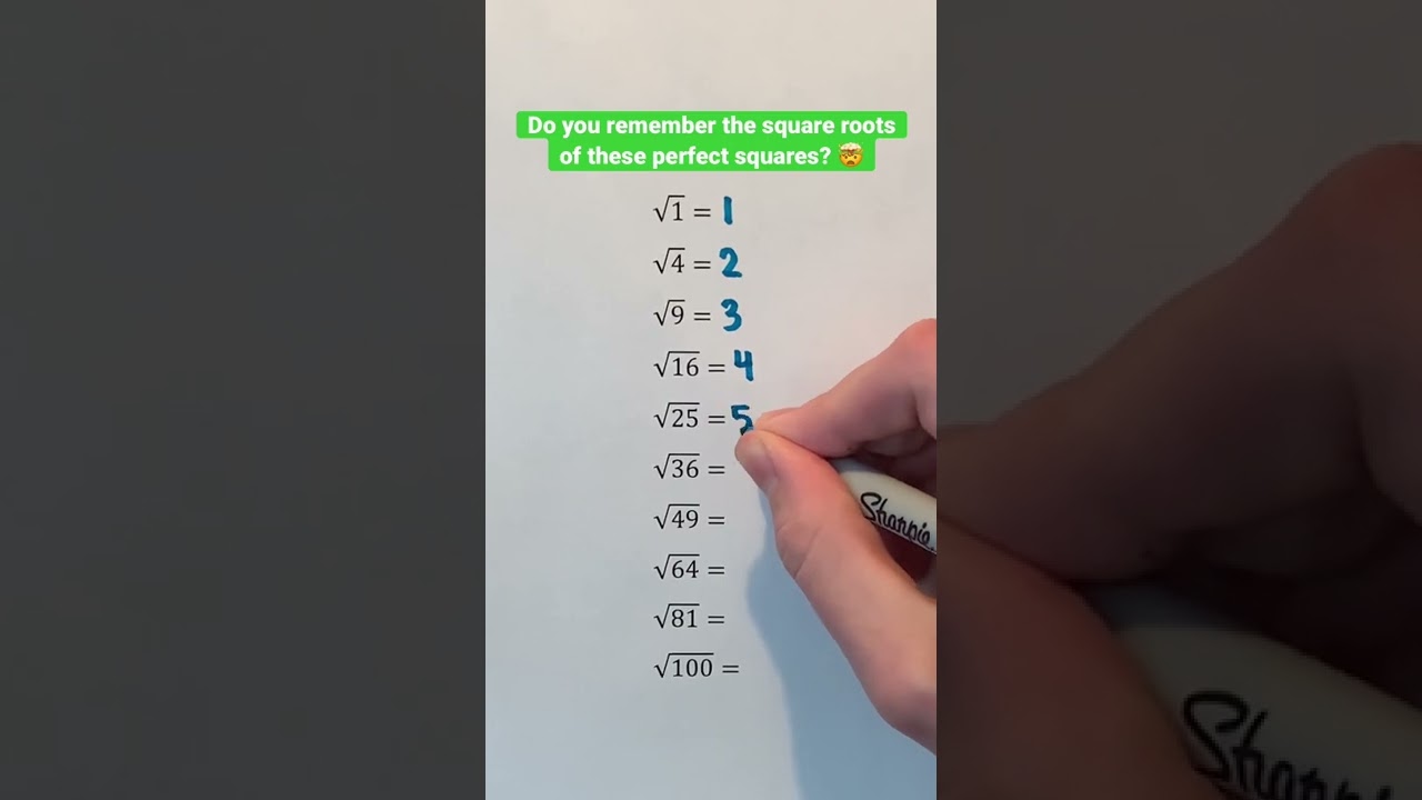 Do you remember the square roots of these perfect squares? 🤯 #Shorts #math #maths #mathematics