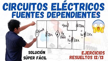 CIRCUITOS ELÉCTRICOS con FUENTES DEPENDIENTES ➤ 1 EJERCICIO resuelto ✔️ [PASO A PASO DESDE CERO]😱