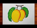 Mango drawing  how to draw mango step by step  mango drawing colour  fruits drawing