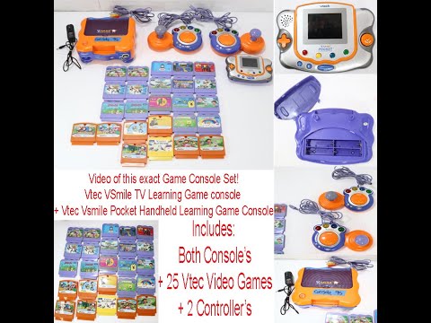 Vtech/Vsmile TV Learning Video Game Console+Handheld Pocket System+25 Video Games #nustuffthrift