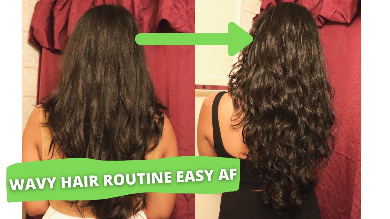 WAVY HAIR ROUTINE EASY AF STEP BY STEP CURLY GIRL FRIENDLY - YouTube