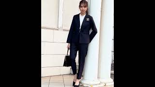 ノーカラージャケット・テーパードパンツの2点セットスーツ（商品番号：flo-fu-152）｜Flolia