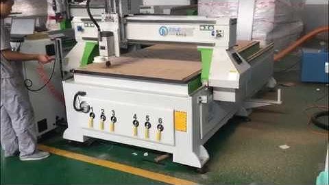 FINECNC FC1325 CNC Router with Vacuum table V Bit carging one wood