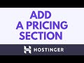 How To Add A Pricing Section In Hostinger Website Builder | Step-By-Step Tutorial