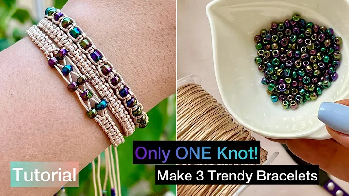 DIY Macrame Bracelet Set | Easy Tutorial Using Only One Knot! (Beginner Friendly + Free Pattern)