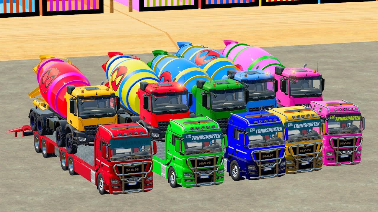 Все бетоносмесители с двухъярусными платформами | Scania и Mercedes | Моды для FS22 