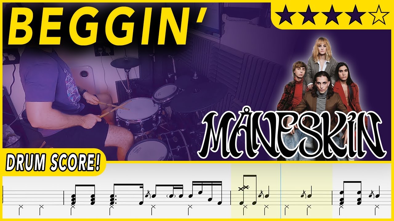 Beggin' - Måneskin | DRUM SCORE Sheet Music | #340 DRUMSCRIBE - YouTube