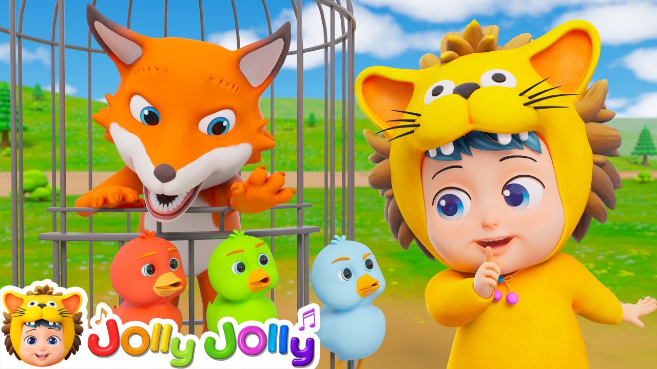 Duckies, Run Away From Fox | Five Little Ducks | Numbers & Colors Song | Jolly Jolly - Kids Songs