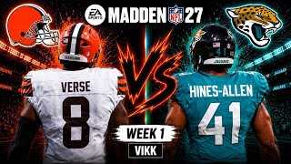 Browns vs Jaguars Week 1 Simulation | Jared Verse Debut |  Madden 27 Draft Rosters