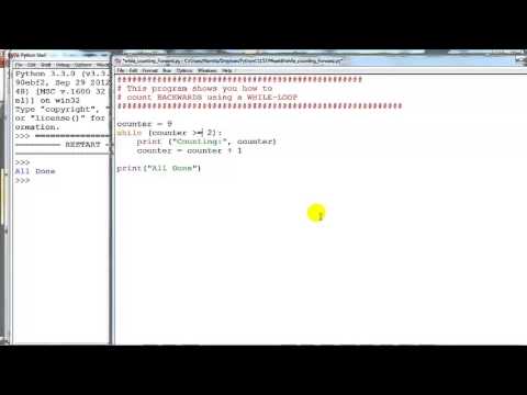 Python 3: While Loop -- Counting Backward
