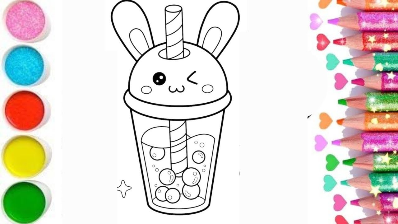 Bubble Milk Tea Drawing, Coloring And Painting For Kids - YouTube