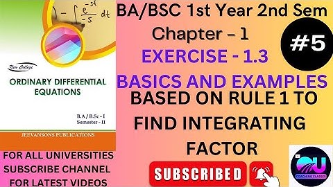 Ex 1.3 Basics and Examples || Ordinary Differential Equations BA/BSC 1st Year Exercise 1.3 ||