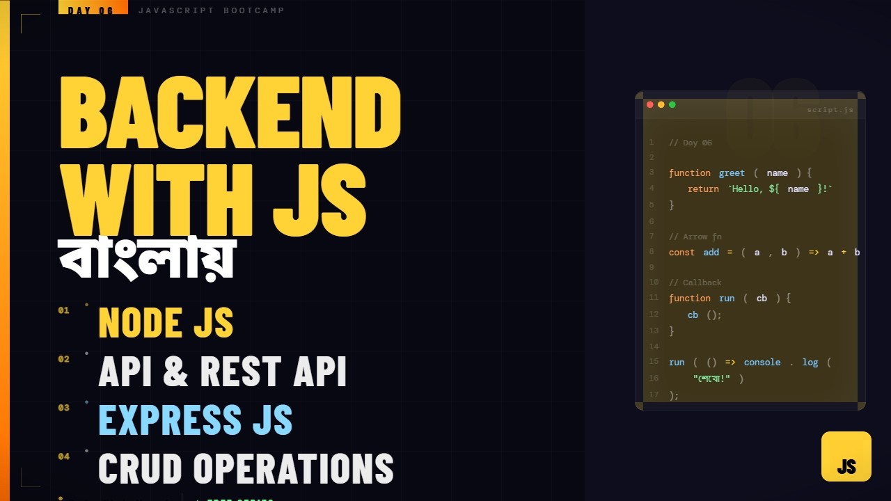JavaScript Bootcamp Day 6 (Bangla) | Node.js, Express.js, REST API ...